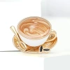 New exquisite and creative alloy enamel coffee cup brooch, personalized and creative women's clothing brooch accessory pin details Picture